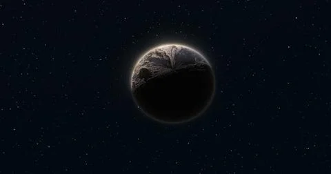 Abstract realistic space planet round sphere with a stone relief surface in s Stock Illustration
