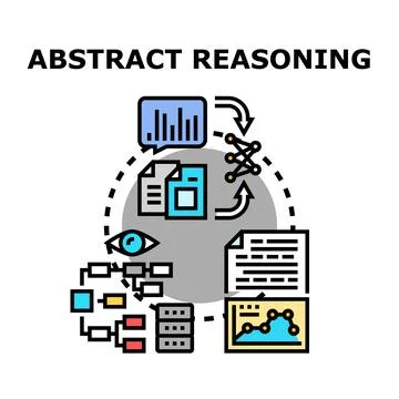 Abstract reasoning process with data analysis and information flow Stock Illustration