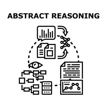 Abstract reasoning process with data analysis and information flow Stock Illustration