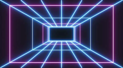 Abstract Rectangle Neon Lines Infinity Zoom VJ Loop Background Stock Illustration