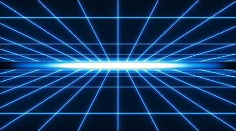 Abstract Rectangle Neon Lines Infinity Zoom Technology Grid VJ Loop Backgroun Stock Illustration
