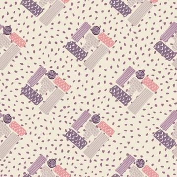Abstract rectangle ornament seamless pattern. White background with dots. Pur Stock Illustration