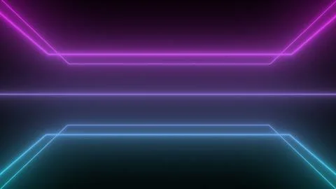 Abstract Rectangle Stage Prodium Bar Flicker Neon Light Sign LED Show Image Stock Illustration
