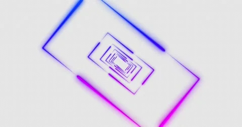 Abstract rectangle tunnel with blue &amp; purple Light Lines Video stock 138758919