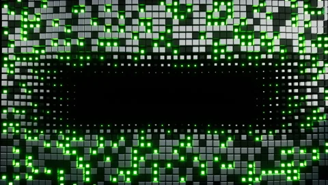 Abstract rectangle tunnel geometric block surface loop 3D render Stock Footage 319827360