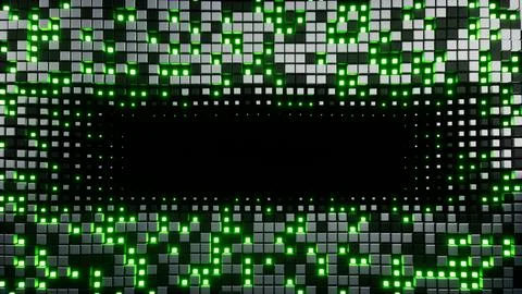 Abstract rectangle tunnel geometric block surface loop 3D render Stock Illustration