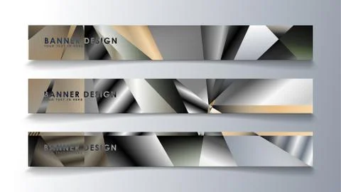 Abstract rectangle vector banner with a background of metal geometric gradien Stock Illustration