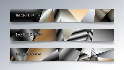 Abstract rectangle vector banner with a background of metal geometric gradien Stock Illustration