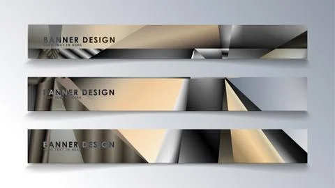 Abstract rectangle vector banner with a background of metal geometric gradien Stock Illustration