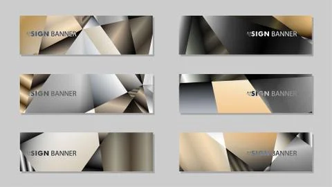 Abstract rectangle vector banner with a background of metal geometric gradien Stock Illustration