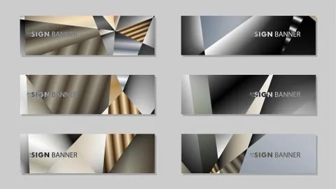 Abstract rectangle vector banner with a background of metal geometric gradien Stock Illustration