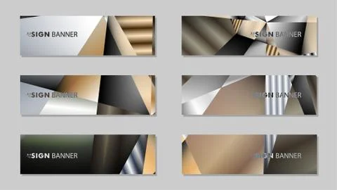 Abstract rectangle vector banner with a background of metal geometric gradien Stock Illustration