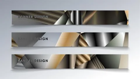 Abstract rectangle vector banner with a background of metal geometric gradien Stock Illustration