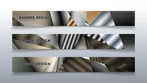Abstract rectangle vector banner with a background of metal geometric gradien Stock Illustration