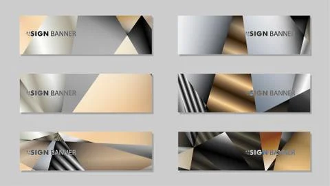 Abstract rectangle vector banner with a background of metal geometric gradien Stock Illustration