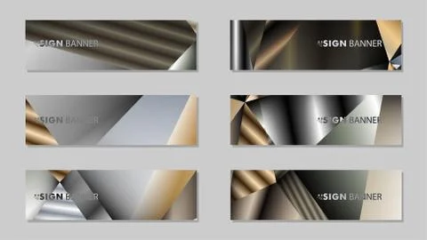 Abstract rectangle vector banner with a background of metal geometric gradien Stock Illustration