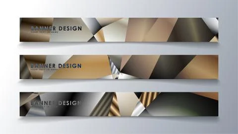 Abstract rectangle vector banner with a background of metal geometric gradien Stock Illustration