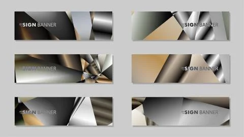 Abstract rectangle vector banner with a background of metal geometric gradien Illustrazione stock