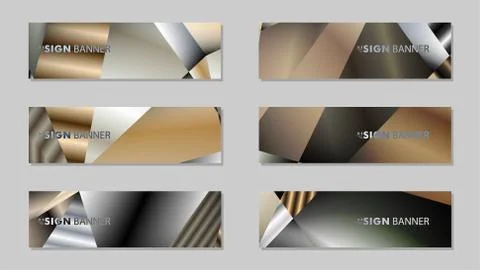 Abstract rectangle vector banner with a background of metal geometric gradien Stock Illustration