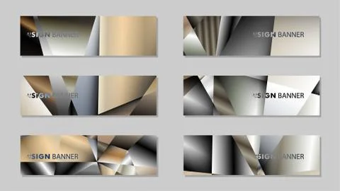 Abstract rectangle vector banner with a background of metal geometric gradien Stock Illustration