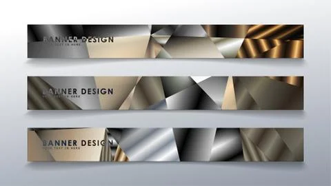 Abstract rectangle vector banner with a background of metal geometric gradien Stock Illustration