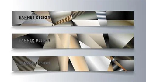 Abstract rectangle vector banner with a background of metal geometric gradien Stock Illustration