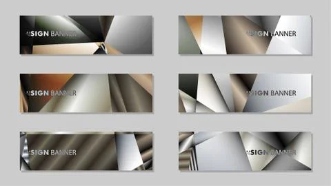 Abstract rectangle vector banner with a background of metal geometric gradien Stock Illustration