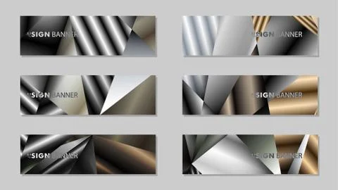Abstract rectangle vector banner with a background of metal geometric gradien Illustrazione stock