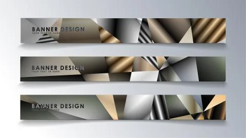 Abstract rectangle vector banner with a background of metal geometric gradien Stock Illustration