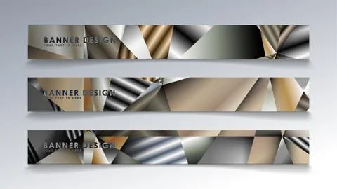 Abstract rectangle vector banner with a background of metal geometric gradien Stock Illustration