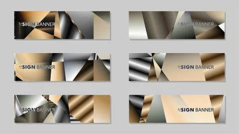 Abstract rectangle vector banner with a background of metal geometric gradien Stock Illustration