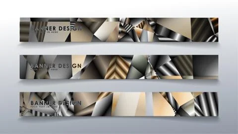 Abstract rectangle vector banner with a background of metal geometric gradien Stock Illustration