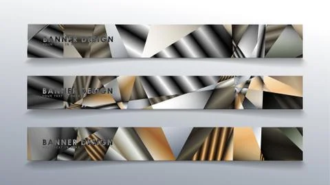 Abstract rectangle vector banner with a background of metal geometric gradien Stock Illustration