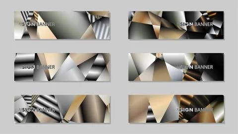 Abstract rectangle vector banner with a background of metal geometric gradien Stock Illustration