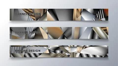 Abstract rectangle vector banner with a background of metal geometric gradien 스톡 일러스트