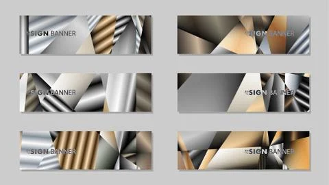 Abstract rectangle vector banner with a background of metal geometric gradien Stock Illustration