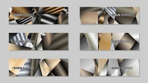 Abstract rectangle vector banner with a background of metal geometric gradien Stock Illustration