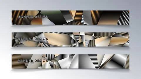 Abstract rectangle vector banner with a background of metal geometric gradien Stock Illustration