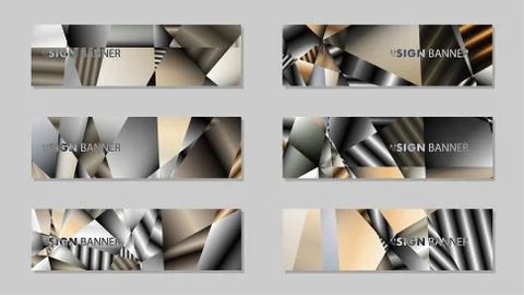 Abstract rectangle vector banner with a background of metal geometric gradien Stock Illustration