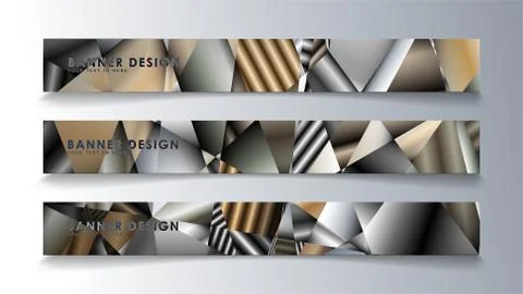Abstract rectangle vector banner with a background of metal geometric gradien Illustrazione stock