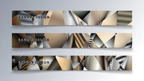 Abstract rectangle vector banner with a background of metal geometric gradien Stock Illustration