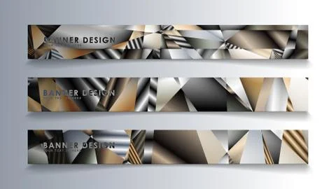 Abstract rectangle vector banner with a background of metal geometric gradien Stock Illustration