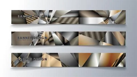 Abstract rectangle vector banner with a background of metal geometric gradien Illustrazione stock