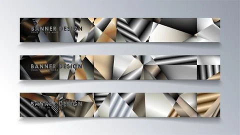 Abstract rectangle vector banner with a background of metal geometric gradien Stock Illustration