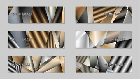 Abstract rectangle vector banner with a background of metal geometric gradien Stock Illustration