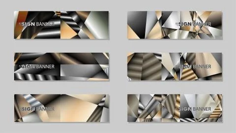 Abstract rectangle vector banner with a background of metal geometric gradien Stock Illustration