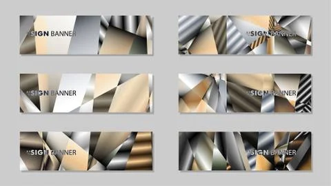 Abstract rectangle vector banner with a background of metal geometric gradien Stock Illustration
