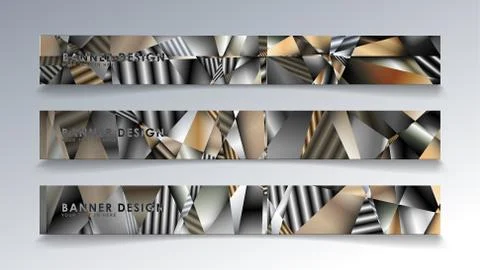 Abstract rectangle vector banner with a background of metal geometric gradien Stock Illustration