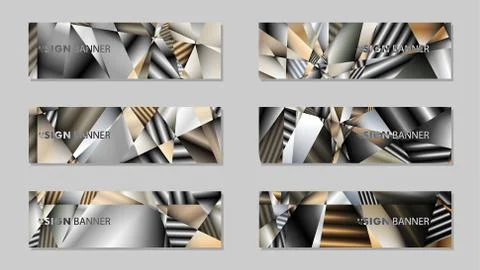 Abstract rectangle vector banner with a background of metal geometric gradien Stock Illustration