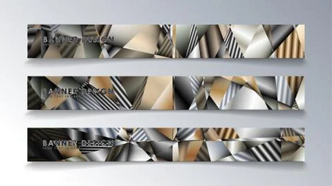 Abstract rectangle vector banner with a background of metal geometric gradien Illustrazione stock